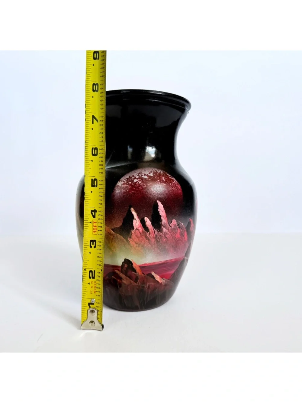 Handpainted Cosmic Galaxy Celestial Space Mountain Landscape Art Vase